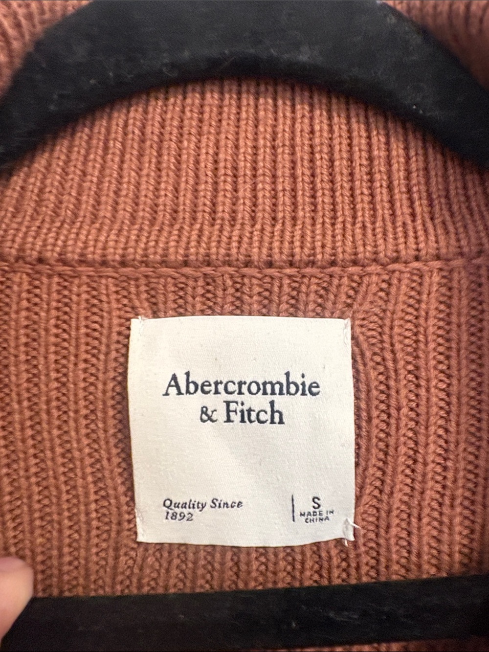 Abercrombie & Fitch Rust-Brown Zip Front Knit Jacket - Picture 2 of 6